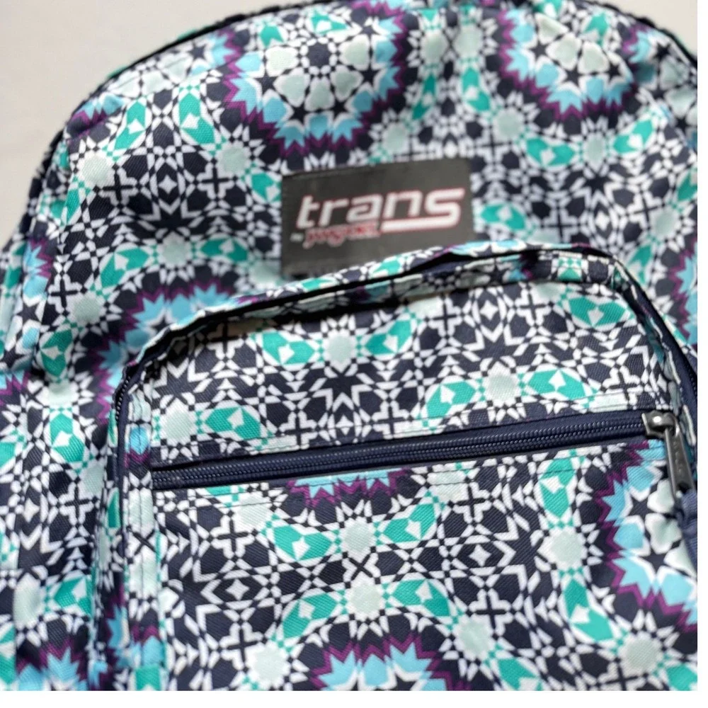 Trans by JanSport Geometric Kaleidoscope Backpack Laptop School Book Bag Blue